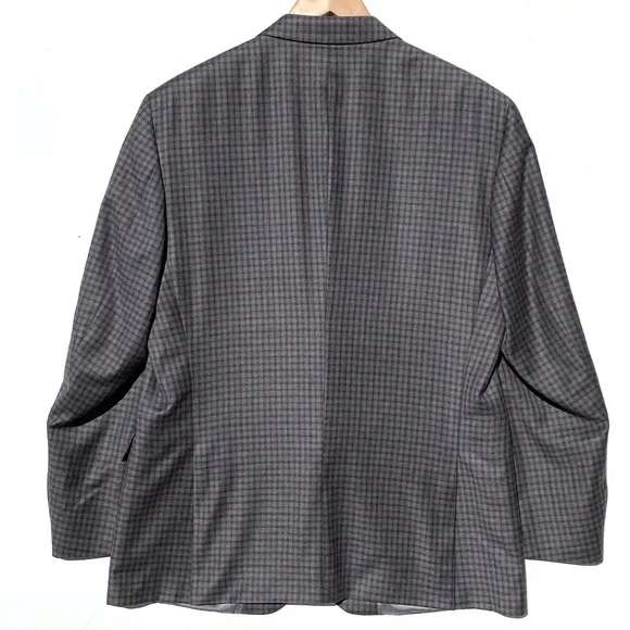 PETER MILLAR Men’s 100% Wool Blue Check Two Button Sport Coat Double Vent 44R